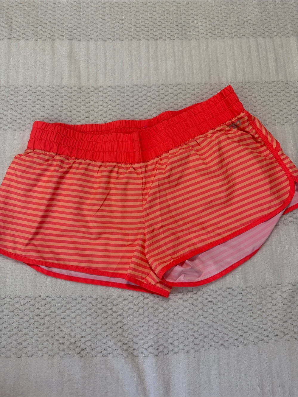 Lorna Jane Coral and Pink Striped Athletic Shorts